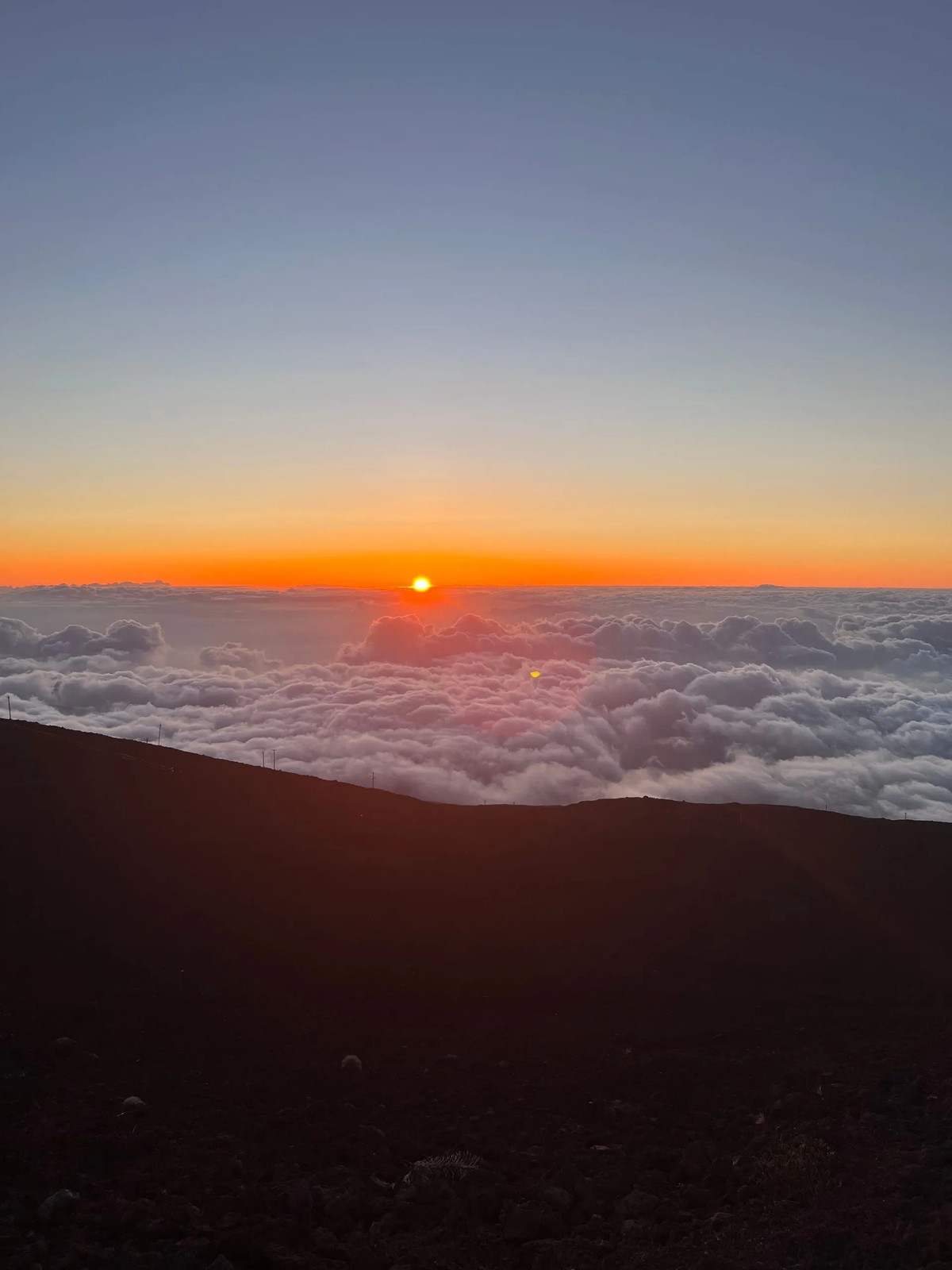 Sunset above the clouds from the Haleakala summit